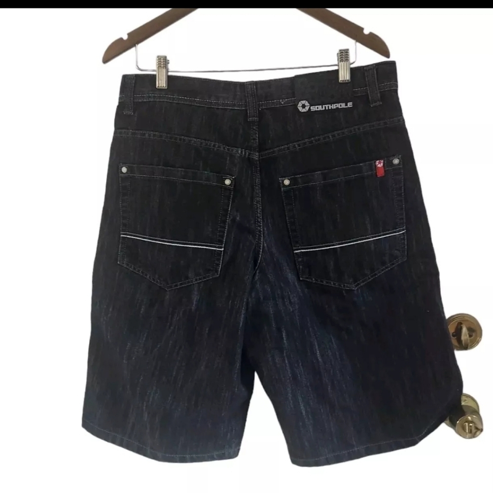 Southpole Men's 36 Jean Shorts Black Denim Hip Hop Baggy Skater VTG Wide Leg Y2K - Picture 3 of 5